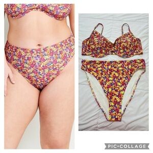 Old Navy Floral Bikini set Extra High Waisted French-Cut Swim Bottoms size XL
